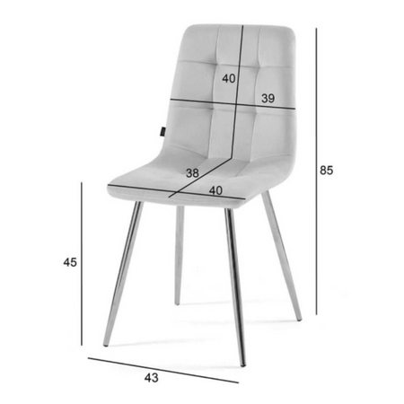 Ensemble de 4 chaises NEL tapissées en velours matelassé - couleur Beige, pieds Dorés