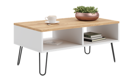 Table basse loft Sandi - chêne artisanal doré - blanc