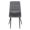 Ensemble de 4 chaises MIRA tapissées en velours matelassé - couleur Grise, pieds Noirs