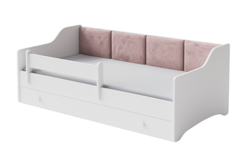 Lit simple ERYK 160x80 - Blanc, panneaux roses