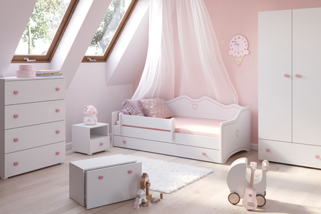 Lit double EMMA II 160x80 - Blanc / Rose