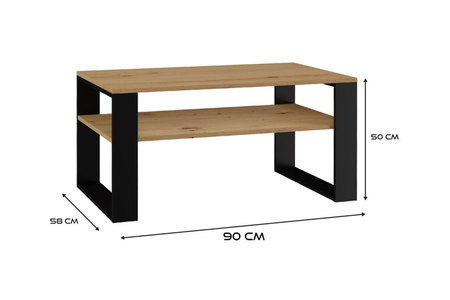 Table basse MODI - Chêne Artisan / Noir