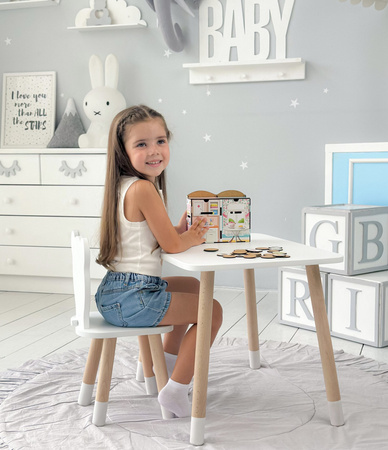 Table et chaise enfant ourson - blanc
