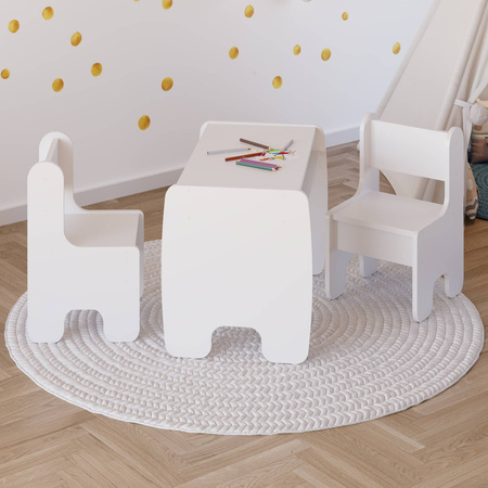 Ensemble d'une table enfant et deux chaises enfant - blanc