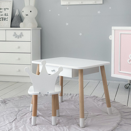Table enfant Crown avec tiroir et chaise - blanc