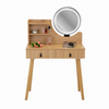 Coiffeuse avec miroir LED, hêtre