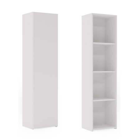 Étagère complète LONI / Armoire une porte avec étagères 160 × 40 cm - Blanc