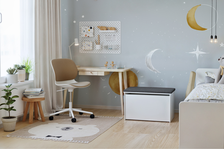 Coffre à jouets DARIA – Blanc, panneau graphite