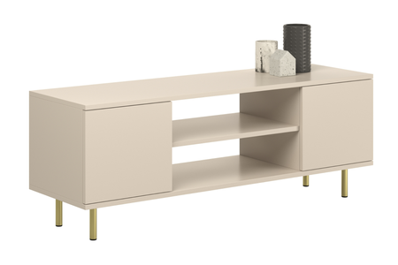 Meuble TV FOCUS 155 cm, pieds en métal doré - Cachemire
