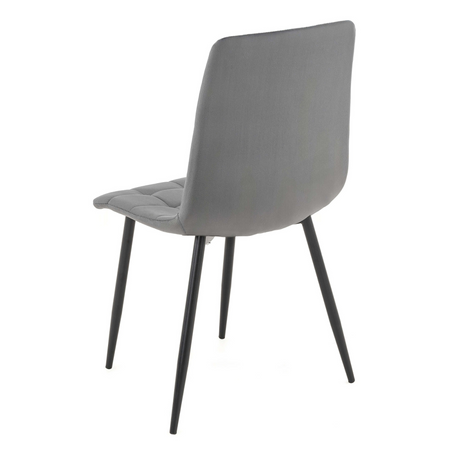 Ensemble de 4 chaises MIRA tapissées en velours matelassé - couleur Grise, pieds Noirs