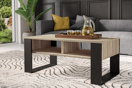 Table basse MODI deux étagères - Chêne Sonoma / Noir