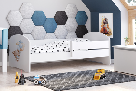 Lit enfant LUK 70x140 avec barrière graphique - Sweet Bear