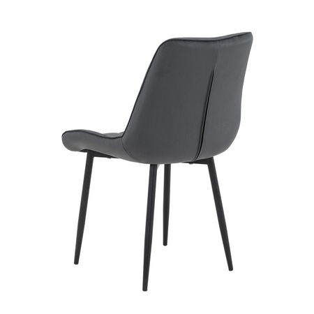 Ensemble de 4 chaises VOX tapissées en velours matelassé - couleur Grise, pieds Noirs