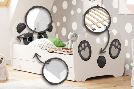 Lit pour enfant ANIMALS 160x80 avec tiroir - Panda