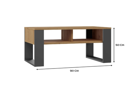Table basse MODI deux étagères - Chêne Artisan / Anthracite