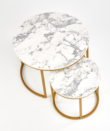 Set of 2 PAOLA Coffee Tables - White Marble / Gold