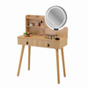 Coiffeuse avec miroir LED, hêtre