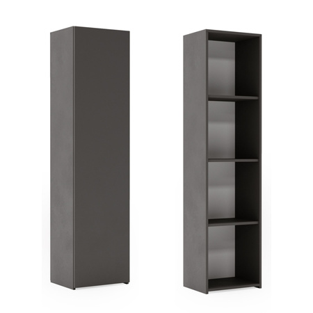Étagère complète LONI / Armoire une porte avec étagères 160 × 40 cm - Gris