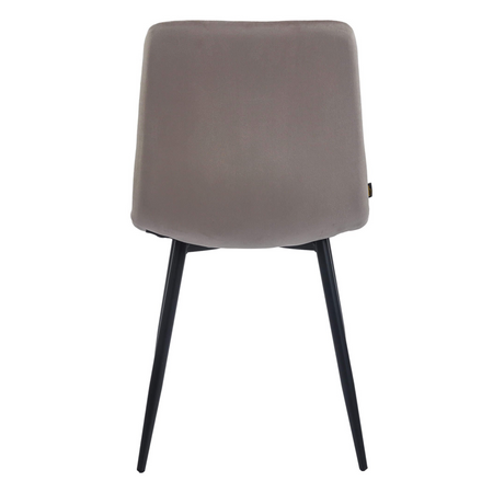 Chaise NEL capitonnée en velours matelassé - couleur Cappuccino, pieds Noirs