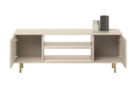 Meuble TV FOCUS 135 cm, pieds en métal doré - Cachemire