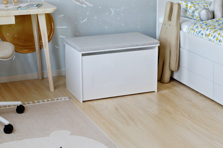 Coffre à jouets DARIA - Blanc, panneau gris