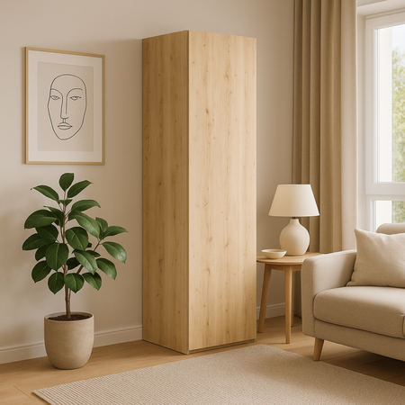 Étagère complète LONI / Armoire une porte avec étagères 160 × 40 cm - Chêne Artisan