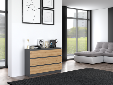 Komoda MALMO M6 120cm Dąb artisan / antracyt