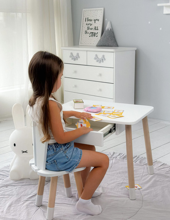 Table enfant avec tiroir et chaise Rabbit - blanc