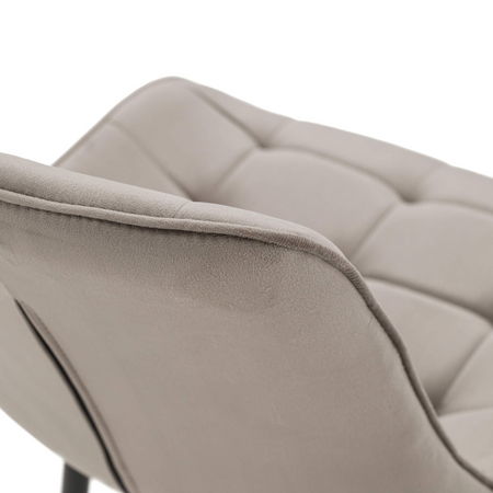Ensemble de 4 chaises VOX tapissées en velours matelassé - couleur Cappuccino, pieds Noirs