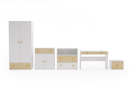 Étagère Cabane PUFFI avec étagères pour livres et jouets - Blanc / Érable