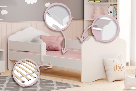 Lit enfant FALA 80x160 barrière matelas - Blanc