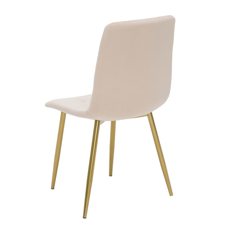 Chaise NEL tapissée en velours capitonné - couleur Crème, pieds Dorés