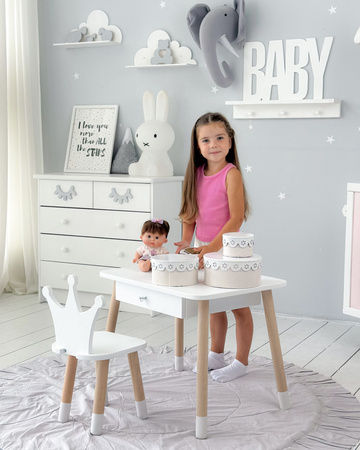 Table enfant Crown avec tiroir et chaise - blanc