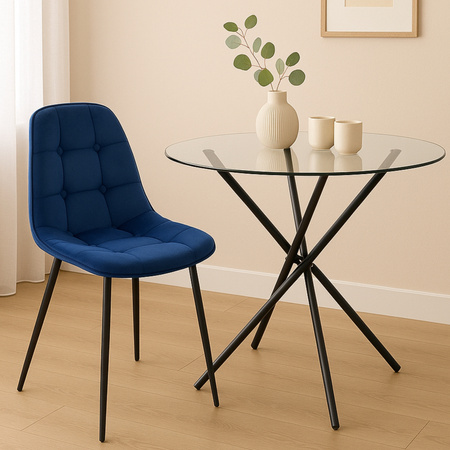 Chaise en tissu velvet – couleur Bleu marine