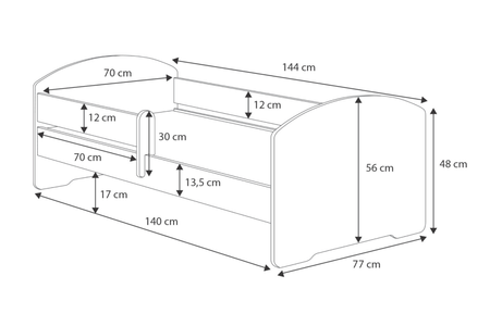 Lit enfant LUK 70x140 avec barrière graphique - Auto