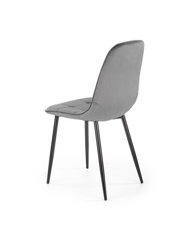 Ensemble de 4 chaises rembourrées en velours – couleur Gris cendré