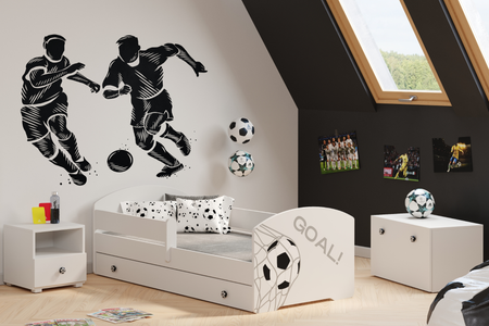 Coffre à jouets INGA GOAL avec tiroir et poignées ballon de football - Blanc