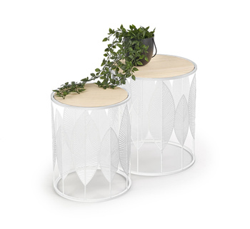 Ensemble de 2 tables basses FLOW – couleur Blanc / Naturel