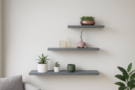 Ensemble de 3 étagères murales flottantes LEWIT - Gris