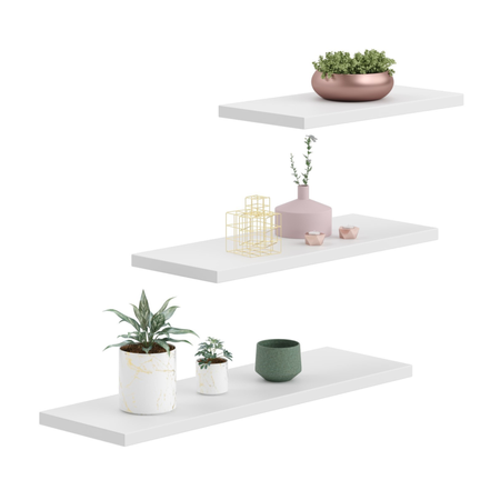 Ensemble de 3 étagères murales flottantes LEWIT - Blanc