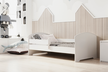 Lit simple LUK 80x160 avec barrière - Blanc