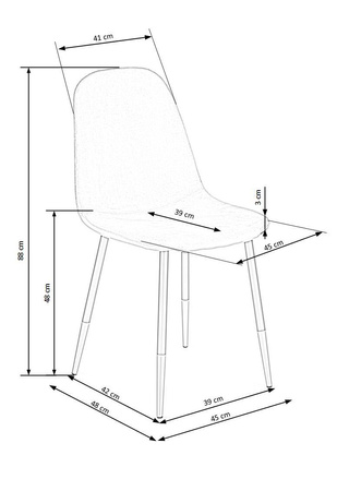 Chaise en velours – couleur Gris cendré
