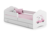 Lit enfant FALA 80x160 avec barrière, tiroir et graphisme - Chat