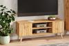 Meuble TV FOCUS 135 cm scandinave, pieds en bois - Chêne Craft