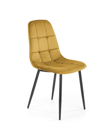 Chaise en tissu velvet – couleur Jaune moutarde