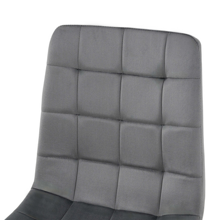 Ensemble de 4 chaises MIRA tapissées en velours matelassé - couleur Grise, pieds Noirs